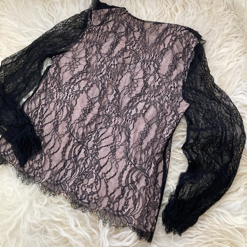 ALEXIS Lace Pattern V-Neck Blouse - Picture 9 of 14